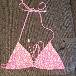 triangl swimwear Pink Leopard Triangle Bikini Top